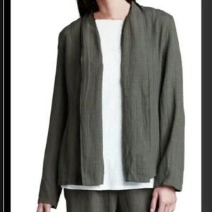 EILEEN FISHER 3X Basket Crepe Orega Drape Front Linen Blend Jacket MSRP $278